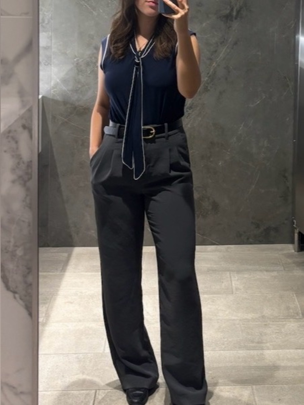 Anne Klein Dark Blue Sleeveless Top